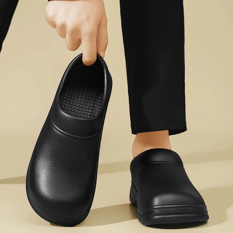Men's Rain Boots, Health Shoes, Food Service Shoes, Cleaning Shoes, Black Casual Outdoor Shoes, Oil-Proof, Dust-Proof, Waterproof, Soft-Soled, Lightweight, Breathable, Wear-Resistant, Food and Hotel S image 2