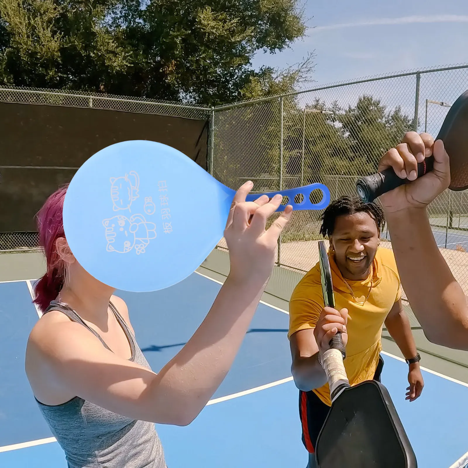 

1Pair Badminton Rackets Set Bright Color Reusable Plastic Paddles for Beach Ball Games Lightweight Portable Teen-Friendly Sports