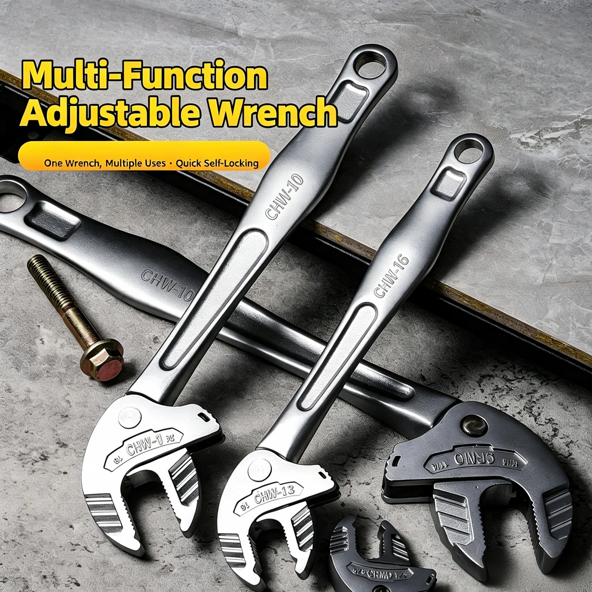Crab Claw Wrench Heavy Duty Adjustable Ratchet Self Locking Wide Jaw Multifunctional Auto Motorcycle Pipe Repair Tool