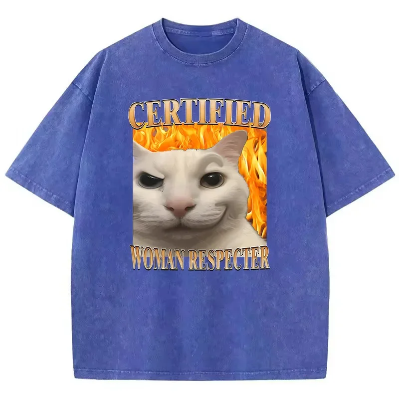 Funny T Shirt Vintage Washed 100% Cotton T-Shirt Certified Woman Respecter Graphic Tee Casual Streetwear Spring