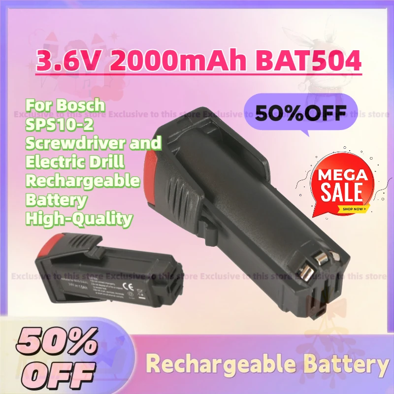 

В наличии: Аккумулятор Li-Ion BAT504 3.6V 2000mAh для шуруповерта и электродрели Bosch SPS10-2, высококачественный, перезаряжаемый.
