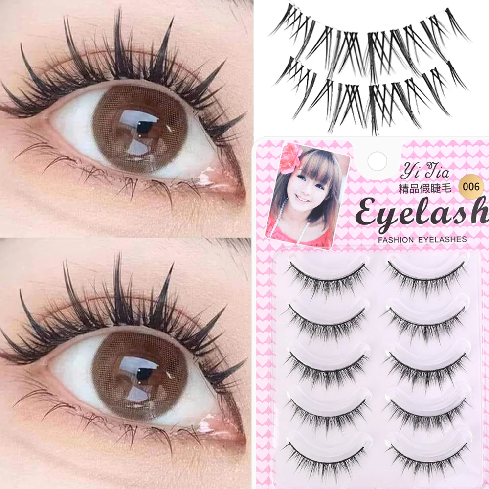 Faux-Cils Naturels Longs à Base d'Hermine, Extension de Cils Professionnels, Doux, Maquillage pour Femme, 5 Paires