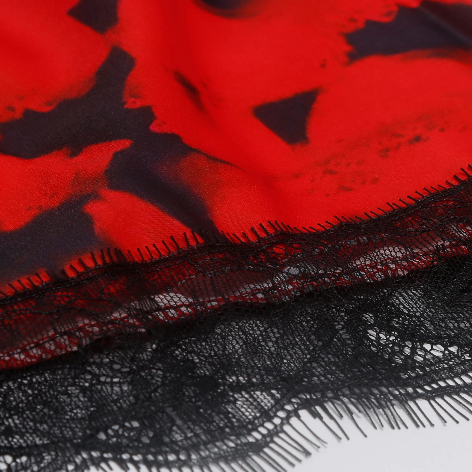 CHCH Women's Half length Skirt Summer Retro Red Printed Irregular Long Skirt Fashion Commuter Cake Skirt