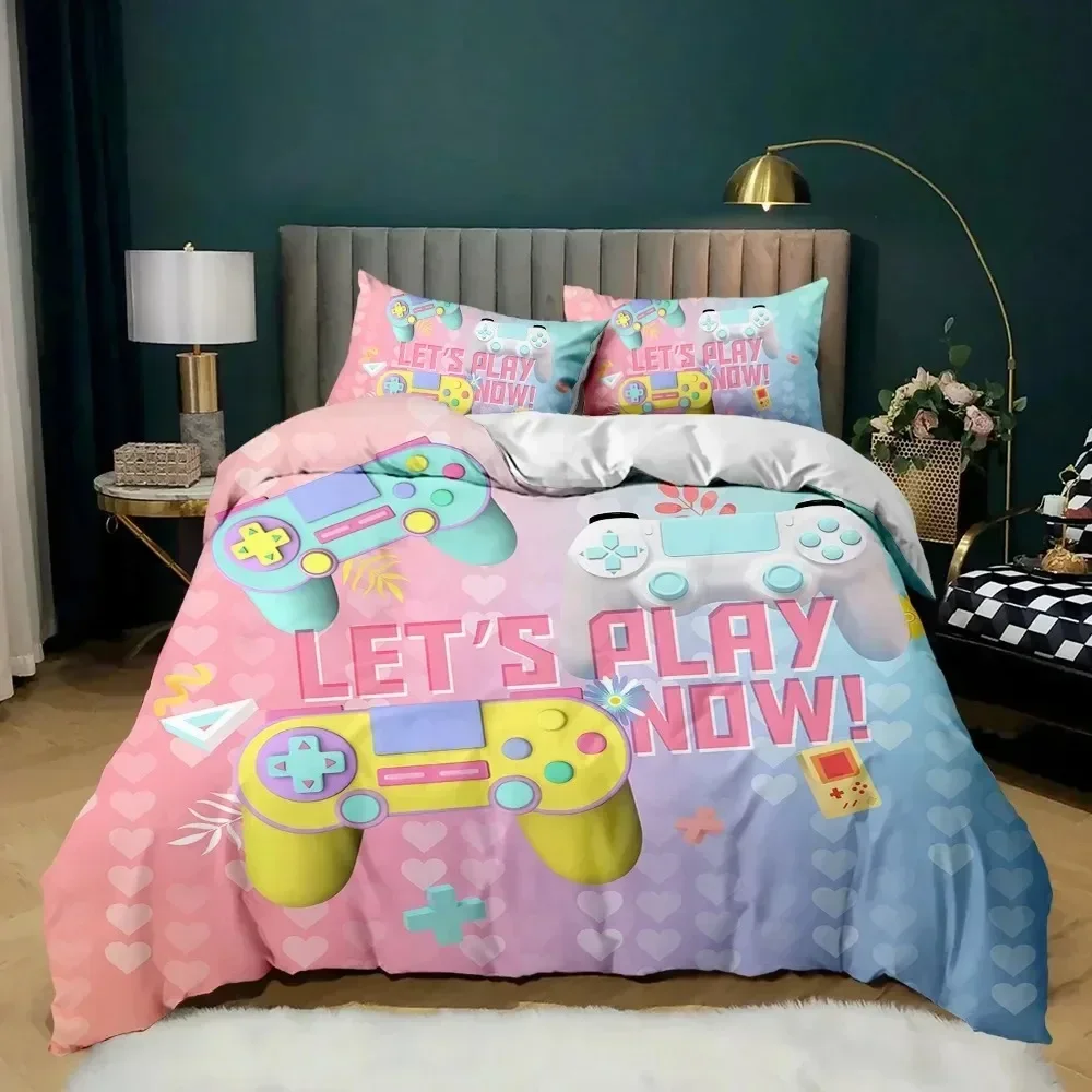 Luxury New 3D Print Gamepad Duvet Cover Set Twin King Size Polyester Gaming Comforter Cover Gamer Decor Neon Gamepad Bedding Set