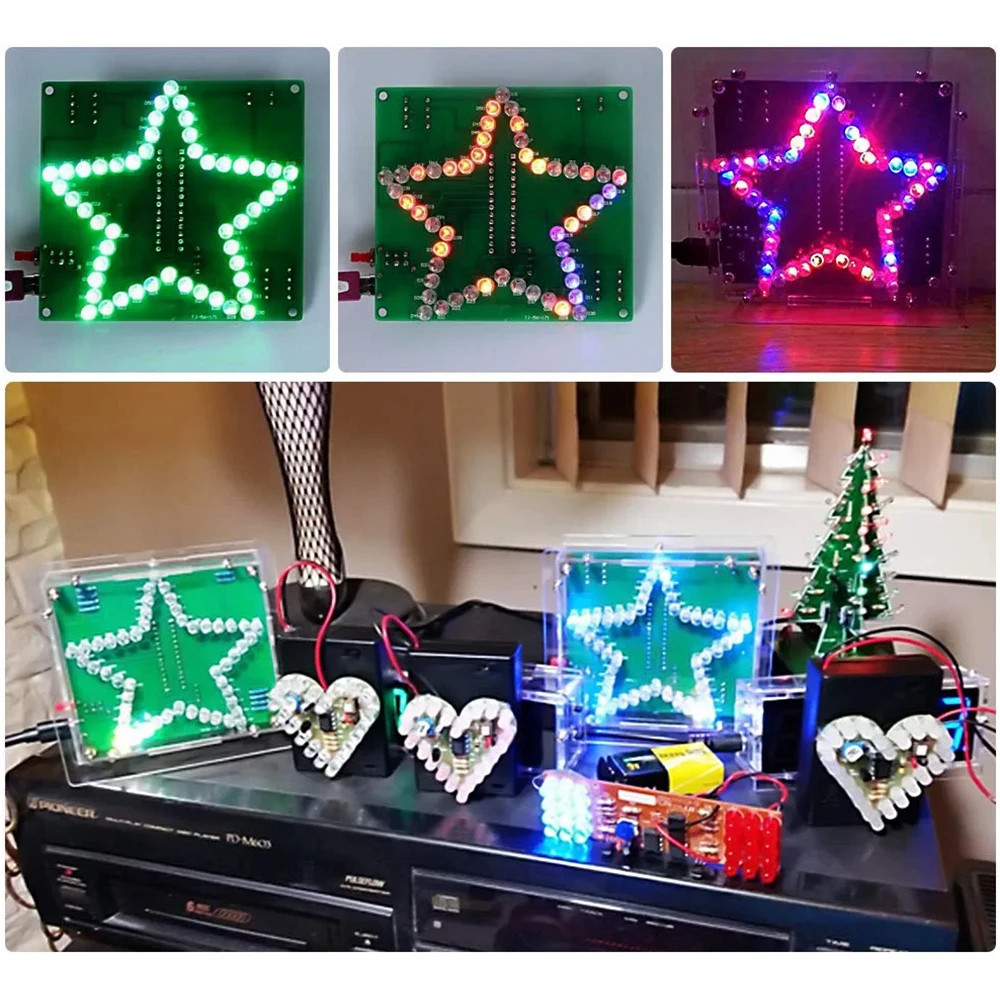 Zestaw elektroniczny DIY: 3D Pięcioramienna Gwiazda, Efekt Wodnego Światła, Migające LED, Projekt do Lutowania dla Uczniów, Dorosłych i Hobbystów - Nauka Lutowania — zdjęcie 7