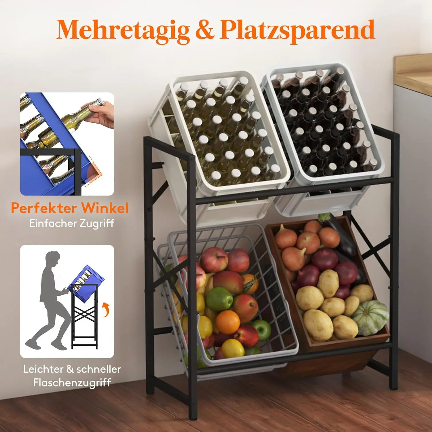 

simple 2-layer wrought iron beer box rack, indoor and outdoor functional wrought iron rack