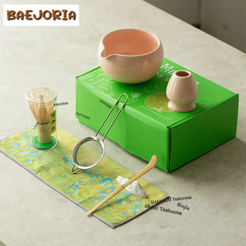 

Японский чайный набор в стиле Матча: бутик-набор для чая из керамики, чаша для чая, венчик для взбивания чая в стиле династии Сун, китайская чайная утварь, коллекционный подарок ручной работы