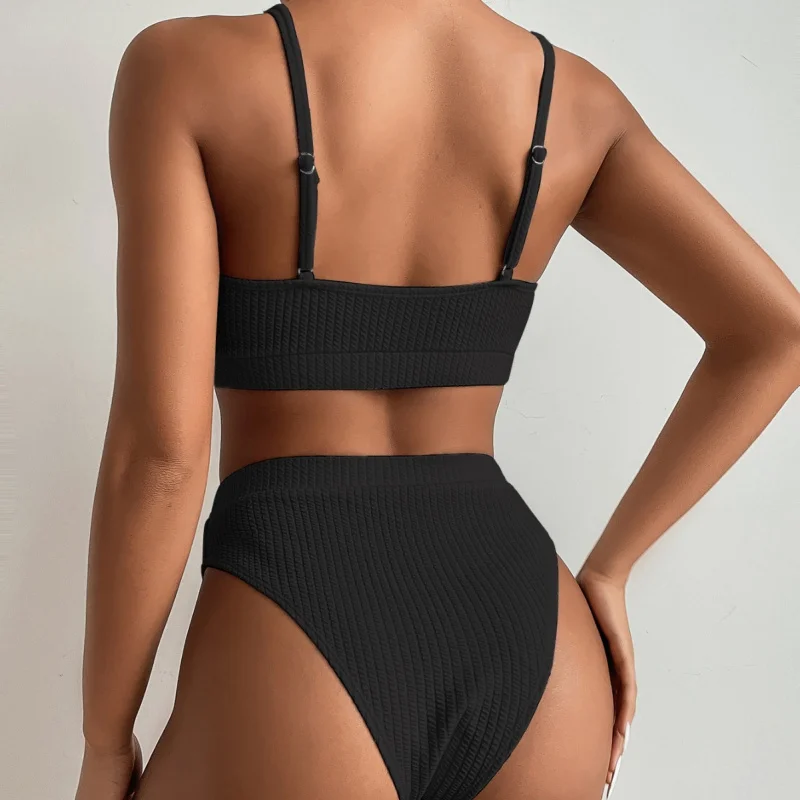 

New Spiral Groove StripUHigh-waisted Bikini Sexy Swimsuit for Women
