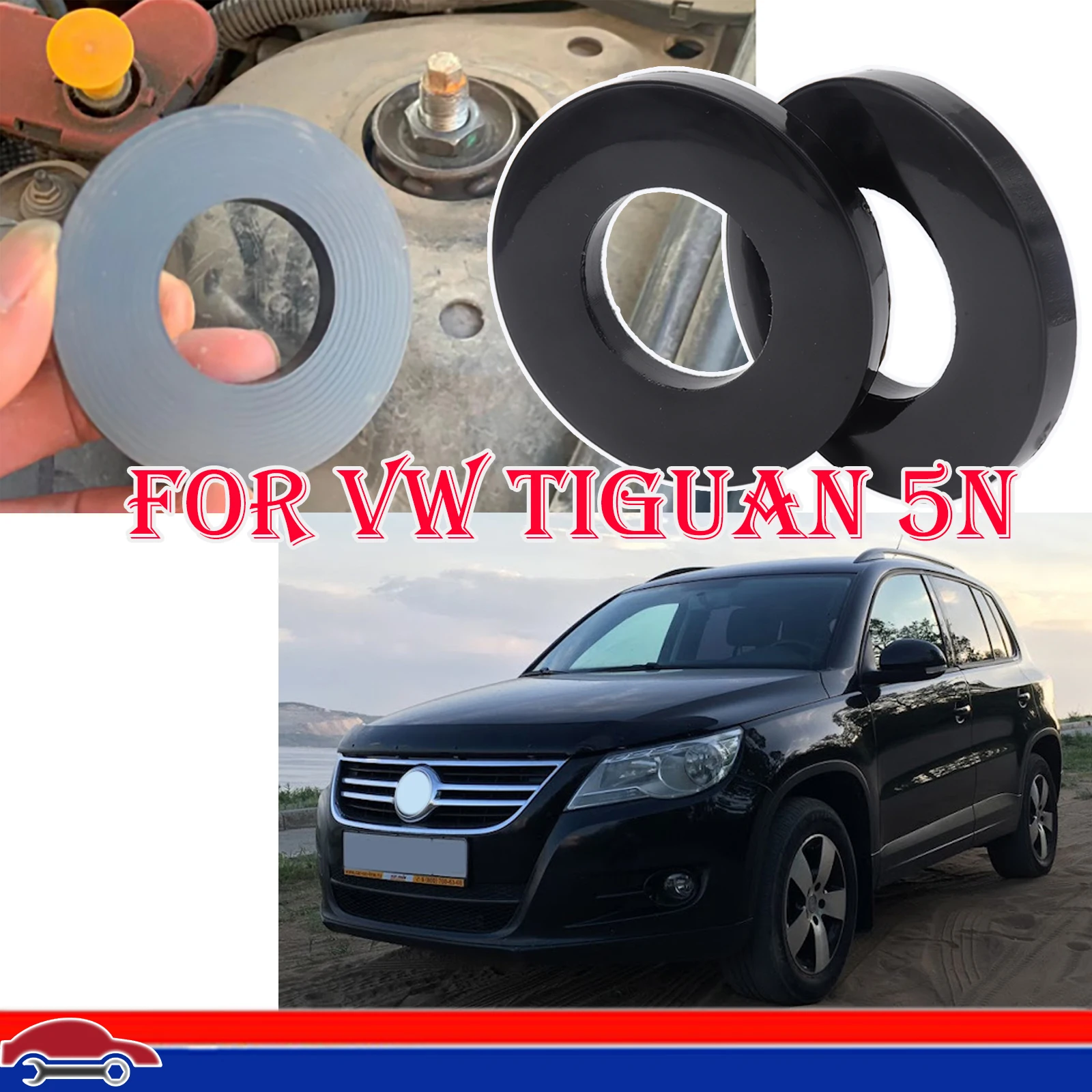 

2X For VW Tiguan 5N 2007 Car Front Shock Absorber Tower Rubber Buffer Ring Bushing Bearing Washer Protector Durable Reduce Noise