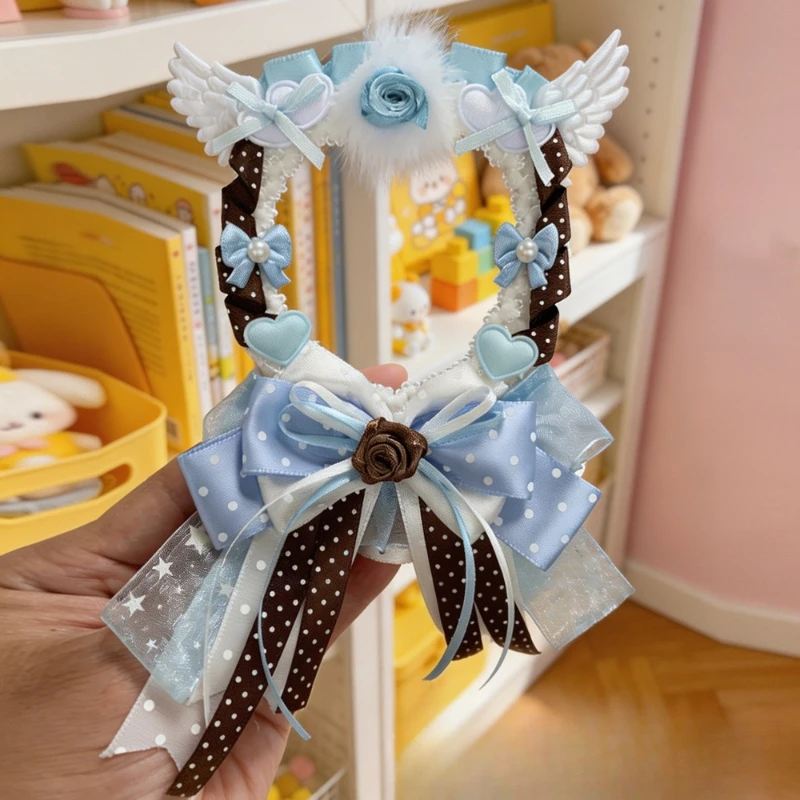 Anime Bunny Ear Bow Card Holder for Ita Bag Gorgeous Lace Wings Display Oshi Photocard Kit for Collectible Kawaii Card Protector