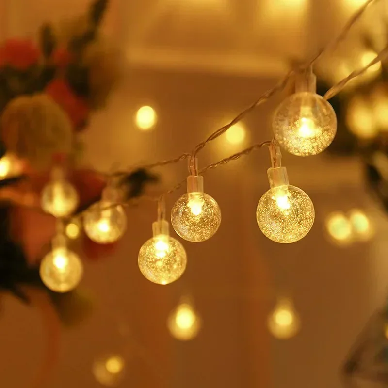 LED Bubble Ball String Lights USB/Battery Operated Indoor Fairy Light for Wedding Holidays New Year 2026 Decorations10/20/40LED