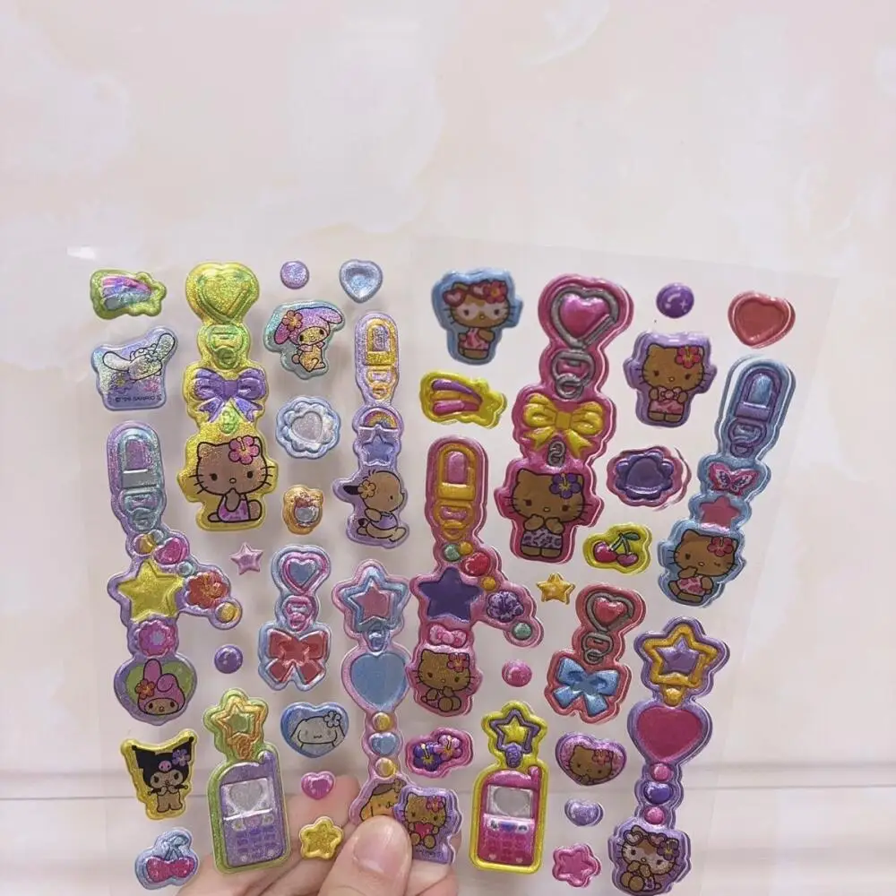 

Трехмерные блестящие подвесные украшения Sanrio Hello Kitty, наклейки для самостоятельного декорирования блокнотов, стаканов, фотоаппаратов, подарок на день рождения для девочек