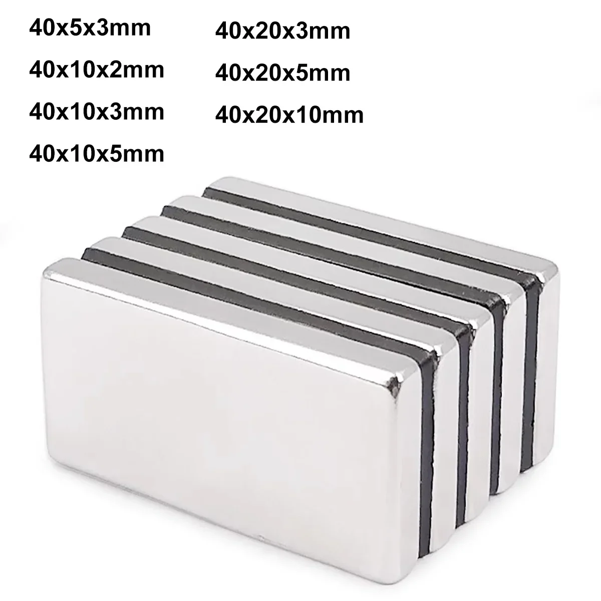 Super Strong Neodymium Magnets 40x5/10/20x2/3/5/10mm N35 NdFeB Block Magnets Square Magnets Refrigerator Sticker