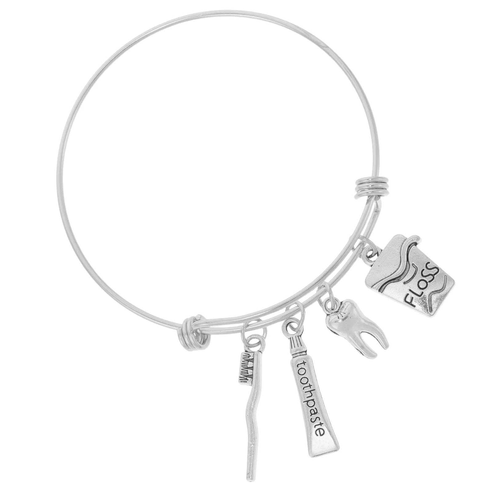 

Adjustable Stainless Steel Dental Charms Bracelet Toothbrush Toothpaste Pendant Vintage Style For Graduation Birthday Gift
