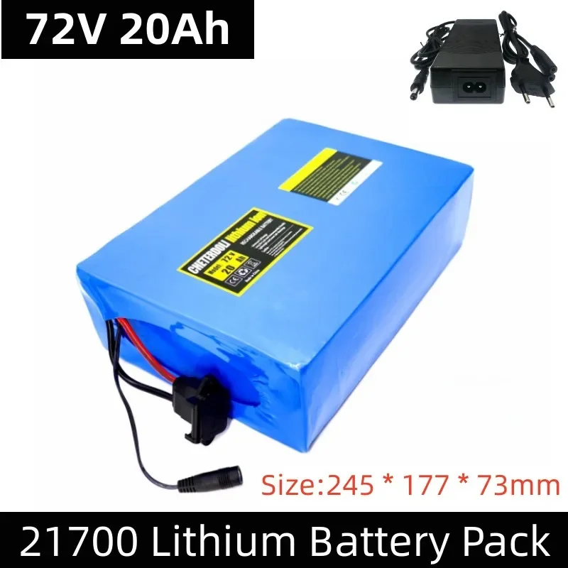 

New 72V 20Ah 21700 Lithium Battery Pack 20S4P 84V Electric Bicycle Scooter Motorcycle BMS 3000W High Power Battery + 3A Charger