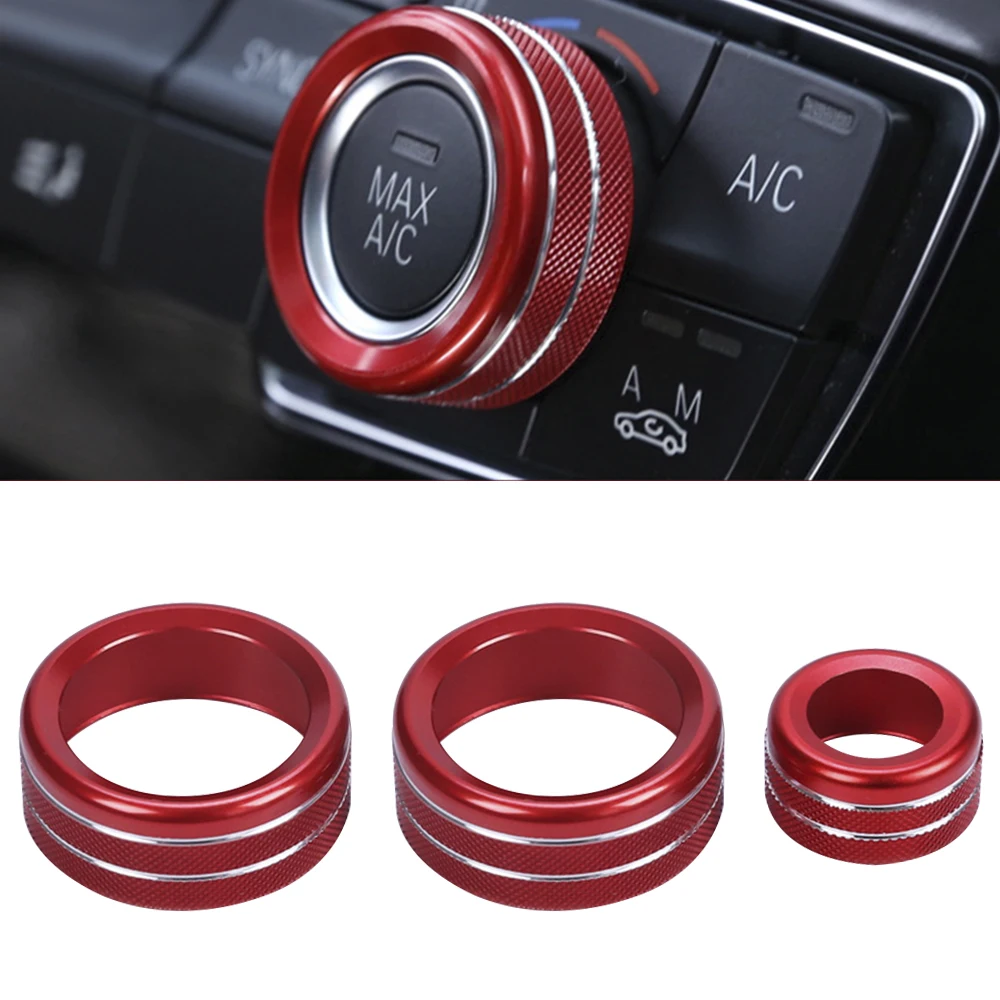 

3Pcs/set Car Air Conditioning Knobs Trims Audio Control Knob Ring Auto Button for BMW 1 2 3 3GT 4 Series X1 X2 Red/Blue/Silver
