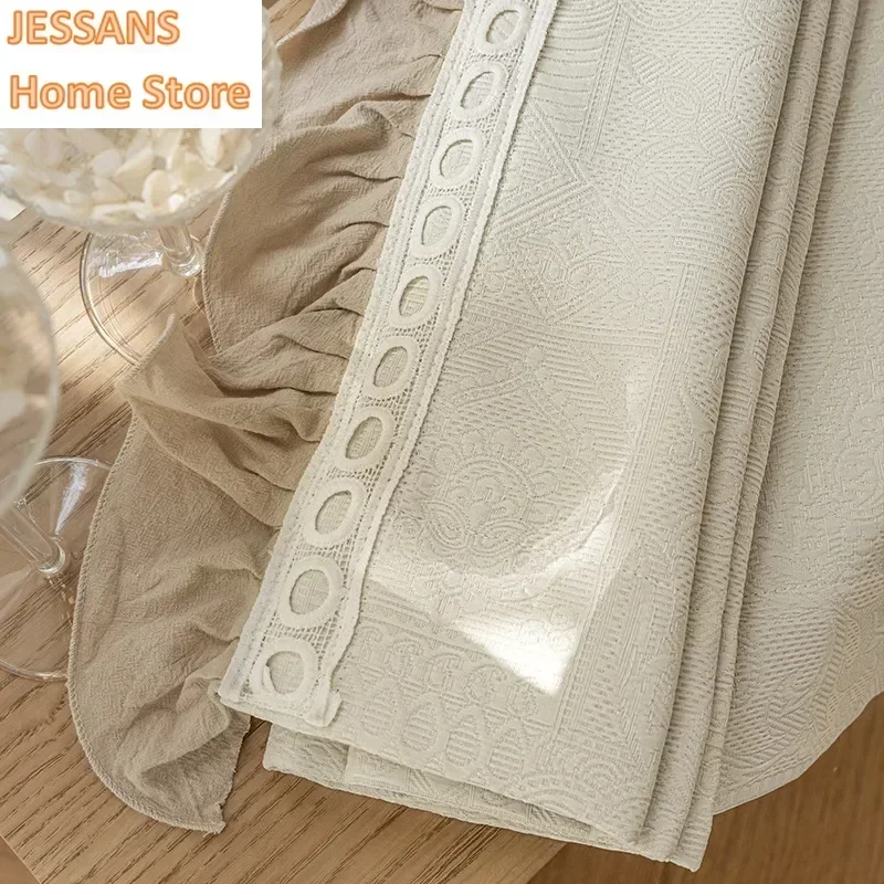 

Customized Size Embossed Milk White High-end Light Luxury French Cream Style Curtains Bedroom Living Room Whole House Decoration