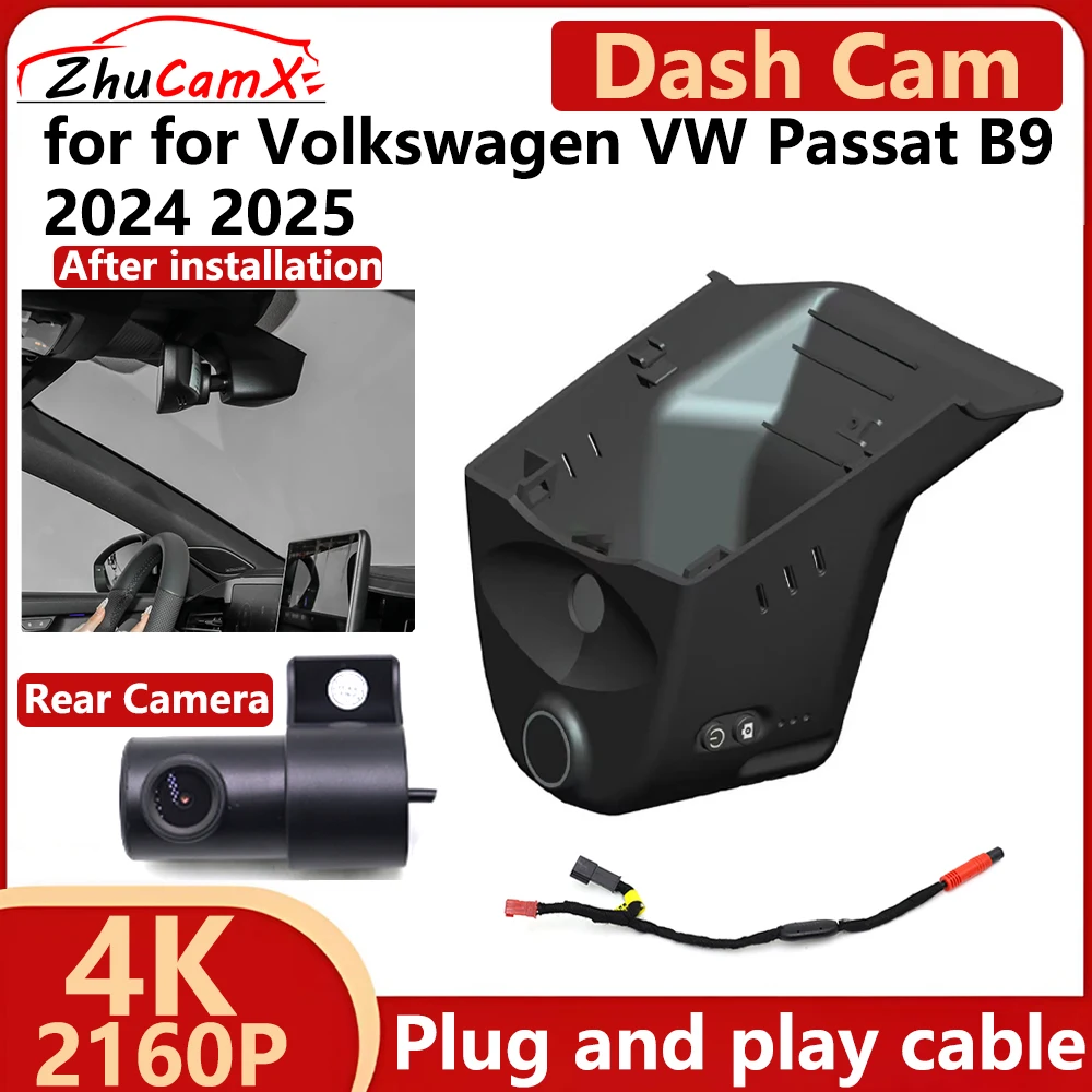 

ZhuCamX for Volkswagen VW Passat B9 2024 2025 4K UHD 2160P Car DVR Dash Cam Camera Night Vision Recorder Plug and play