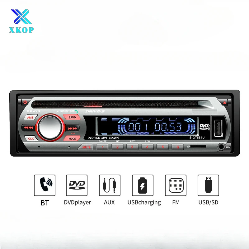 12V Car CD Player  Toca DVD VCD Car Stereo MP3 Player FM AUX BT Audio rd45  Optical Disk Player Accessories