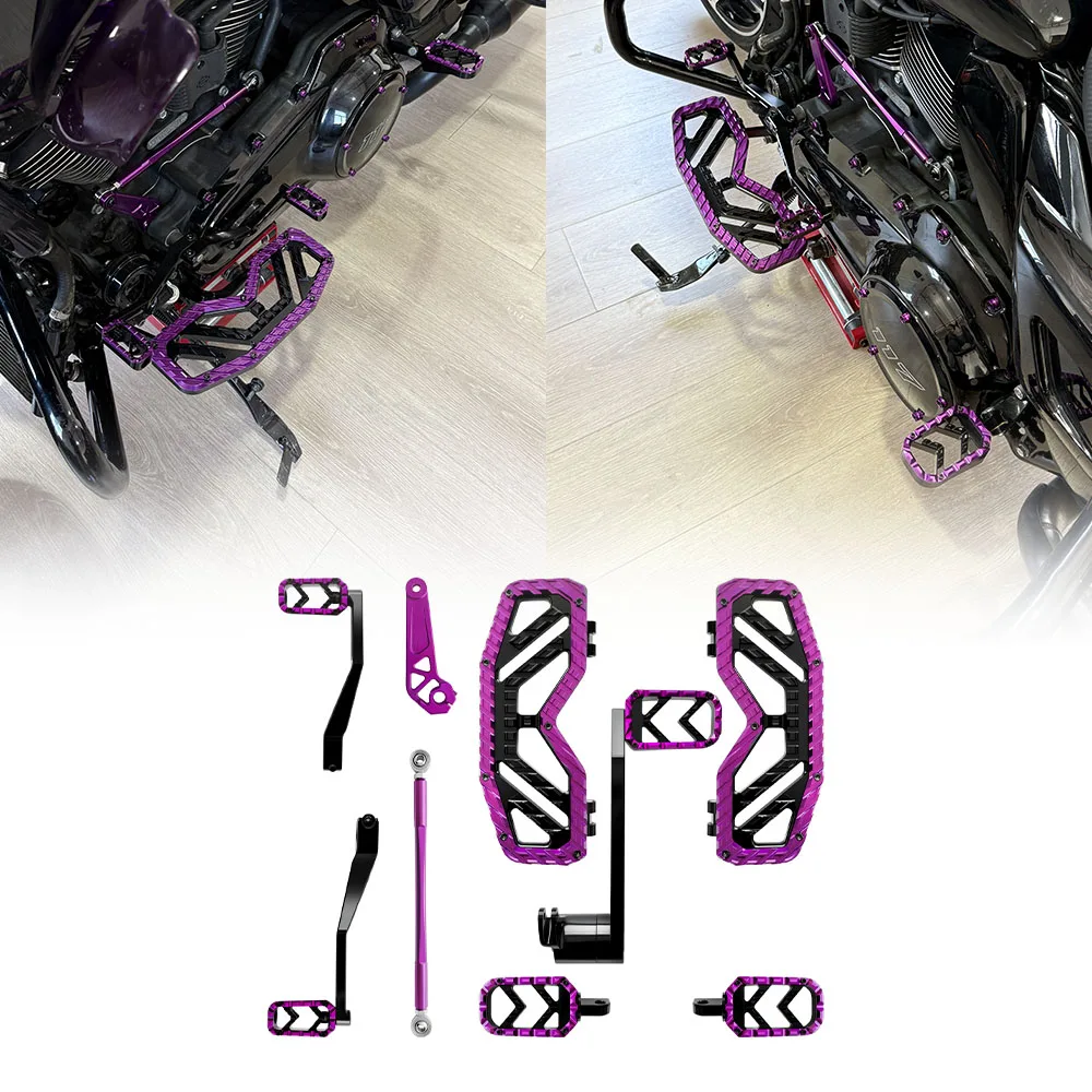 Dragon Scale Series Motorcycle Floorboards Complete Kit Anti-Slip Rider Footboard Foot Pegs Assembly for Harley 14-26 Touring