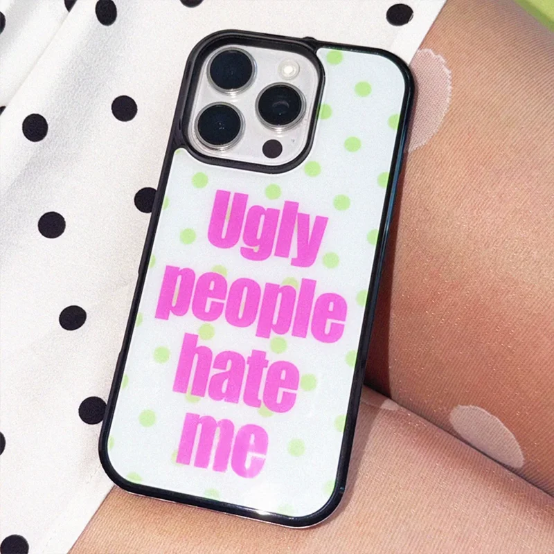 Korean Ins Niche Y2K Blue Wave Dot English Slogan Phone Case For iPhone 17 AIR 16 15 14 13 12 11 PRO MAX 7 8 PLUS Cover - view 5