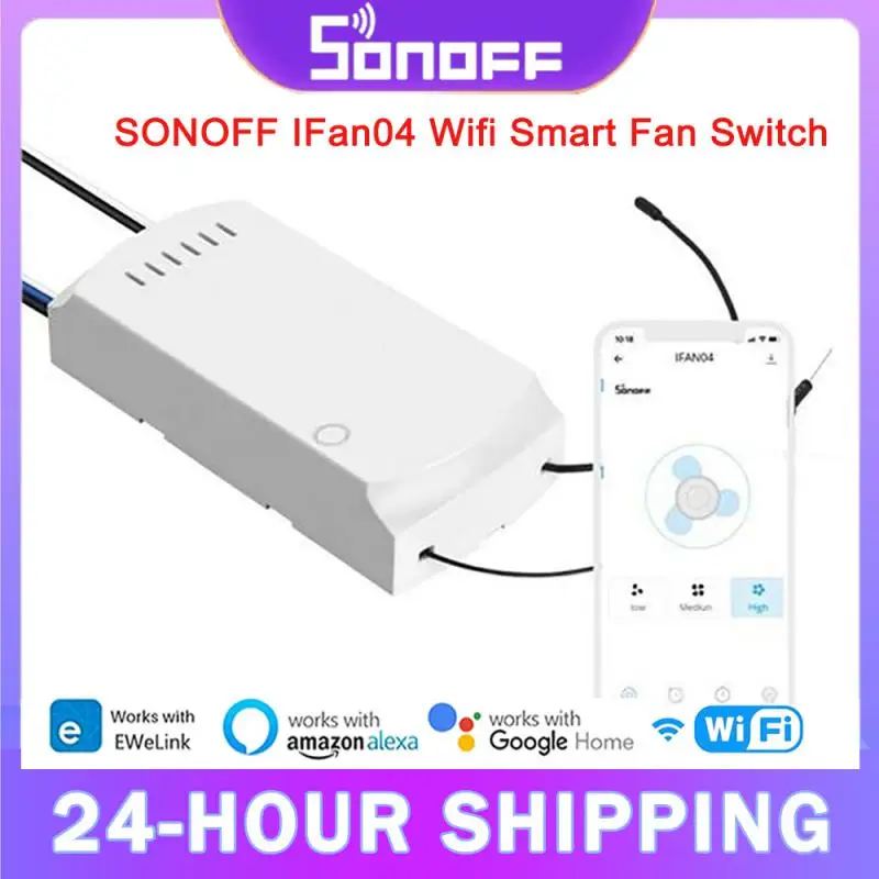 

Умный выключатель вентилятора SONOFF IFan04 с Wi-Fi, Регулируемый контроллер, 433 RF/eWelink APP/голосовое дистанционное управление, регулируемая скорость, умный дом