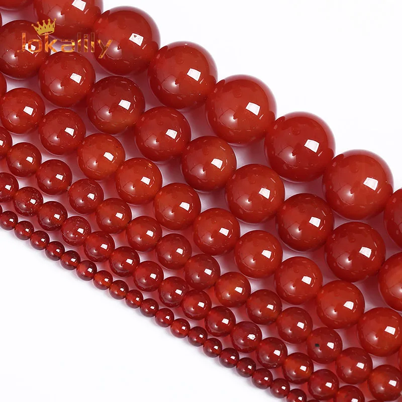 

TOP Natural Red Agates Stone Beads For Jewelry Making Carnelian Onyx Round Loose Beads DIY Bracelets Necklaces 4/6/8/10/12mm 15"