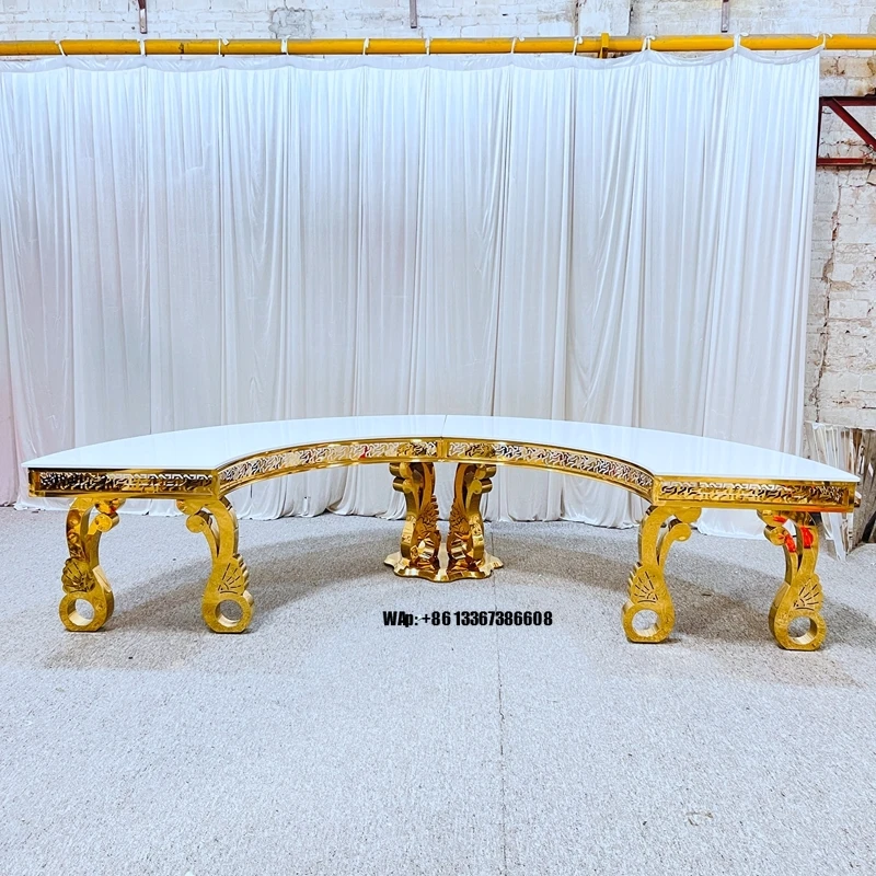 

CZ220428-32 Modern Dining Table Event Wedding Furniture Stainless Steel Geometric Coffee Table Decor Accessories