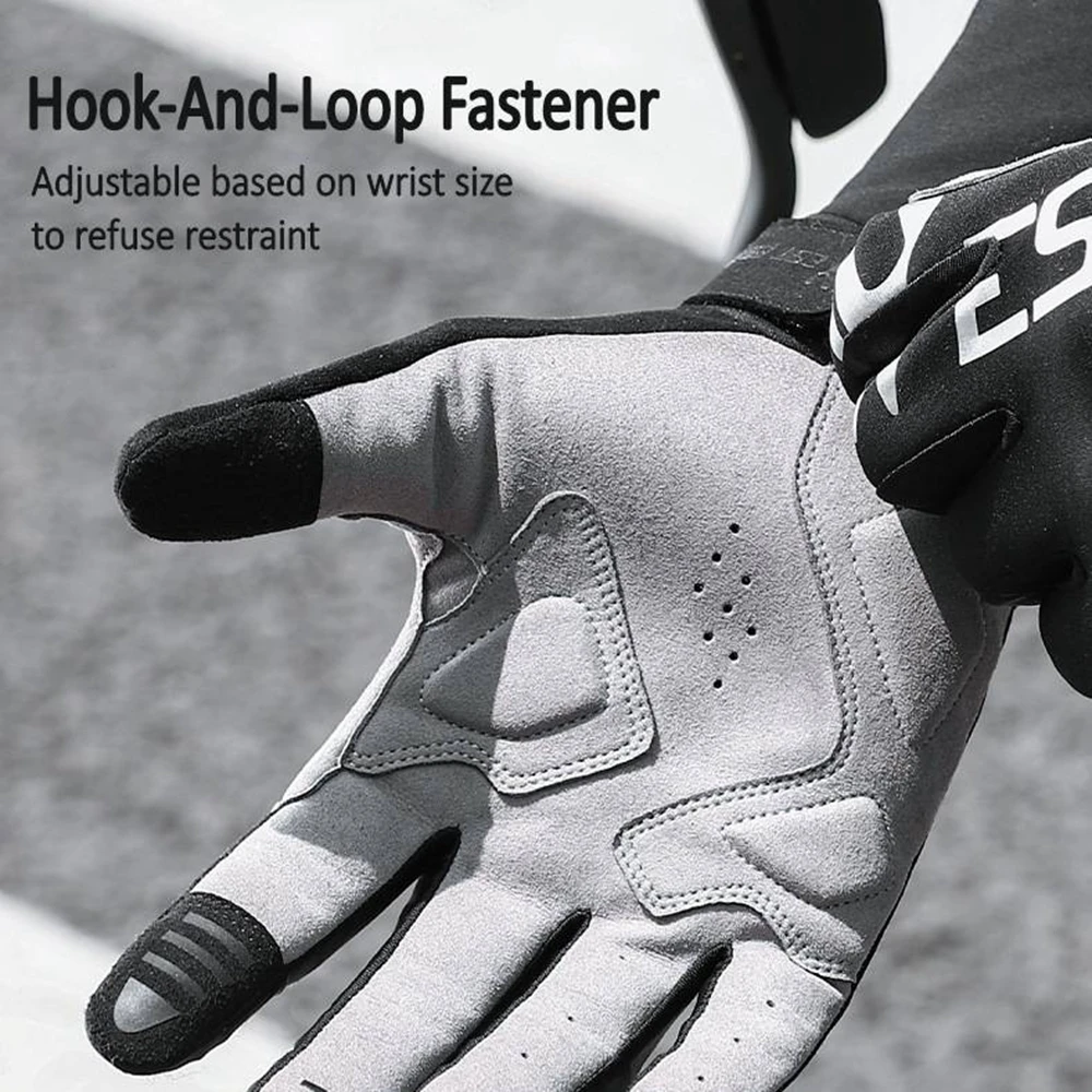 Autumn Winter Cycling Thermal Gloves Man Touch Screen Full Finger Gloves SBR Shock Absorption Reflective Bike Gloves