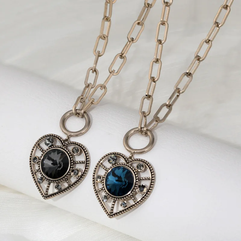 

A new short, stylish and versatile sweater necklace made of titanium steel with a heart for autumn and winter