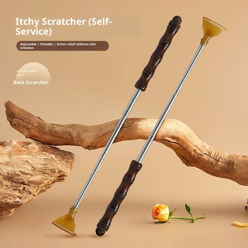 Telescopic back scratcher, mini back itching reliever, stainless steel scratch rake, portable self-use back scratcher