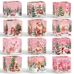 Gift Boxes Pink Christmas Candy and Snack Packaging Box Party Decoration Supplies Pink Christmas Theme Packaging Box