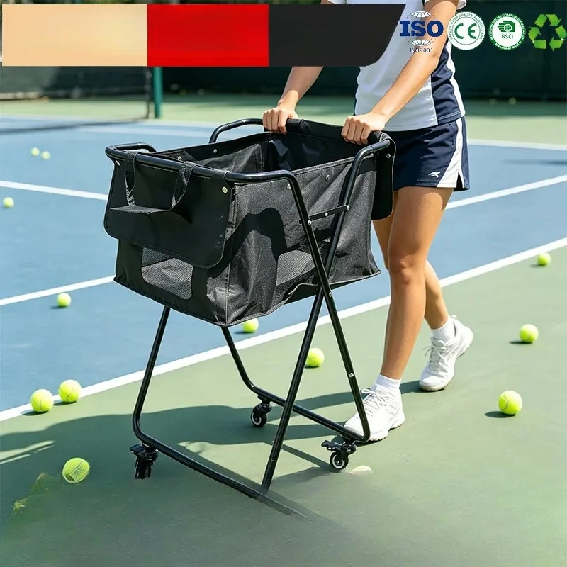 Multi Function Pickball Collection Cart Portable Folding Tennis Baseball Pickup Large Capacity Mobile Storage for Court