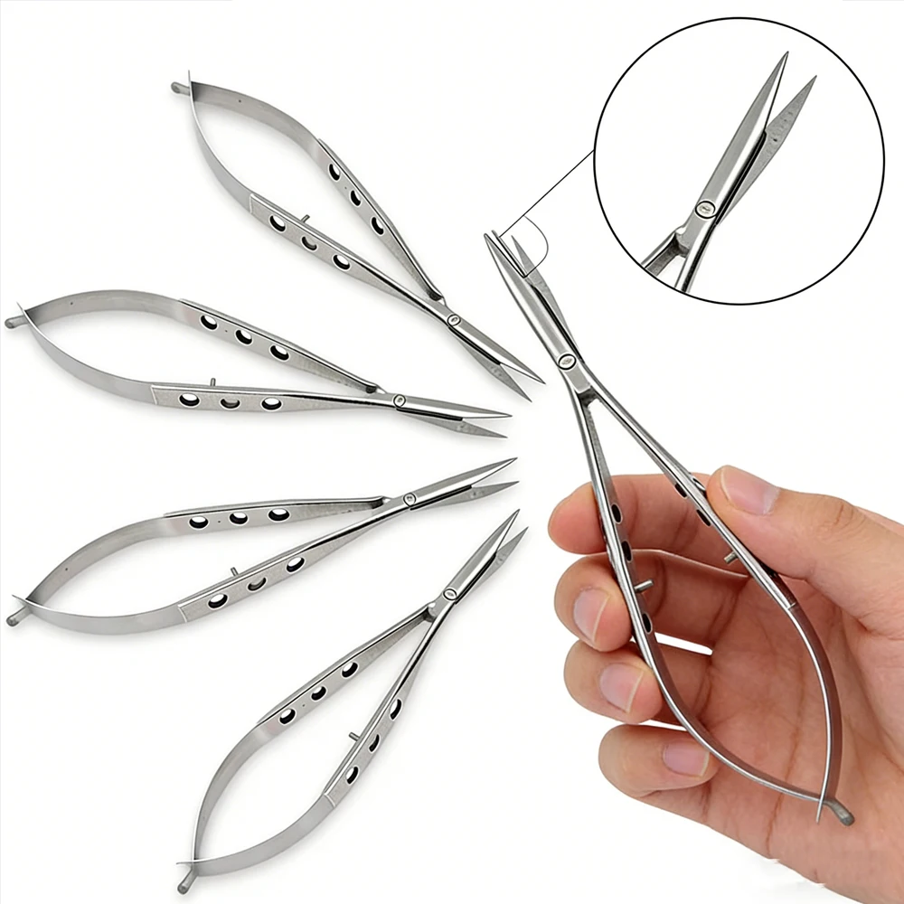 5pcs Conjunctival Eye Scissors Blunt Curved Ophthalmic Surgical Instruments Stainless Steel Titanium Medical Surgery Tools