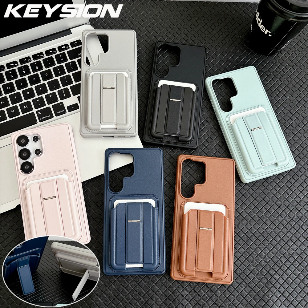 

KEYSION Shockproof Phone Case for Samsung S26 Ultra 5G Silicone+PC Card Slot Holder Bag Kickstand Back Cover for Galaxy S26+Plus