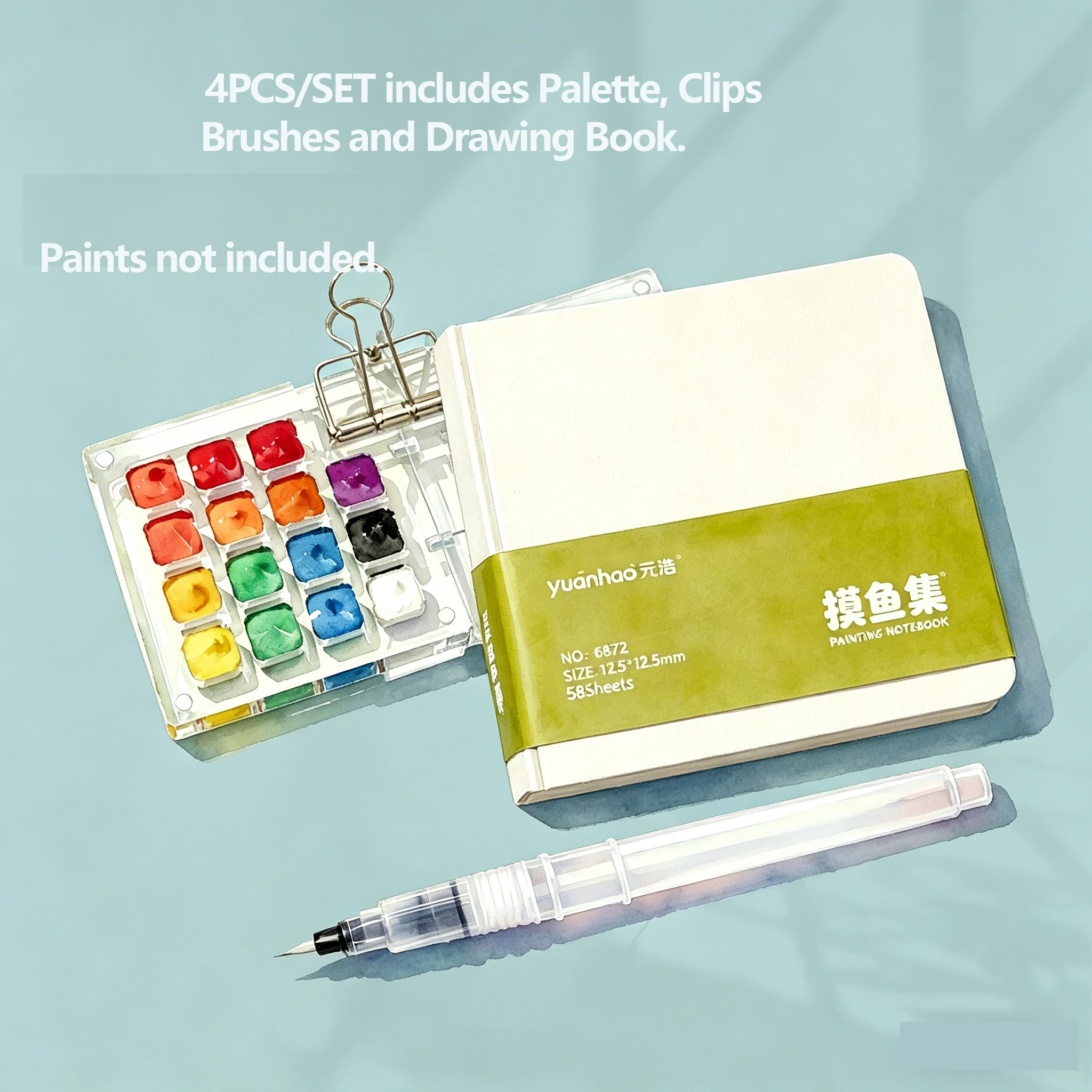 kit-de-tinta-aquarela-portatil-com-4-pecas-paleta-de-15-compartimentos-com-clipe-pinceis-de-aquarela-livro-de-pintura-ideal-para-estudantes-de-arte