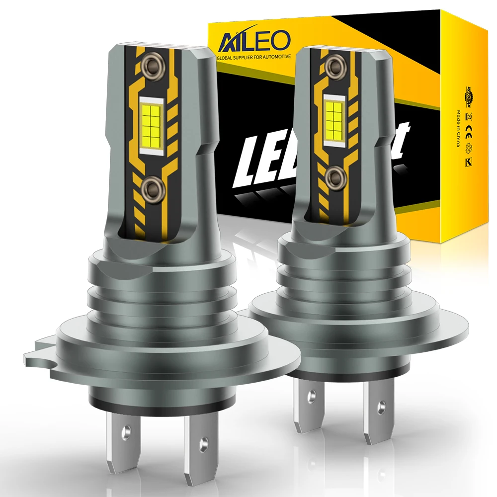 

AILEO 2Pcs H7 Headlight Bulb LED Lights 200W 22000LM 6500K Design Wireless For Car Lamp CSP 5570 Chip White Mini Size Plug&Play