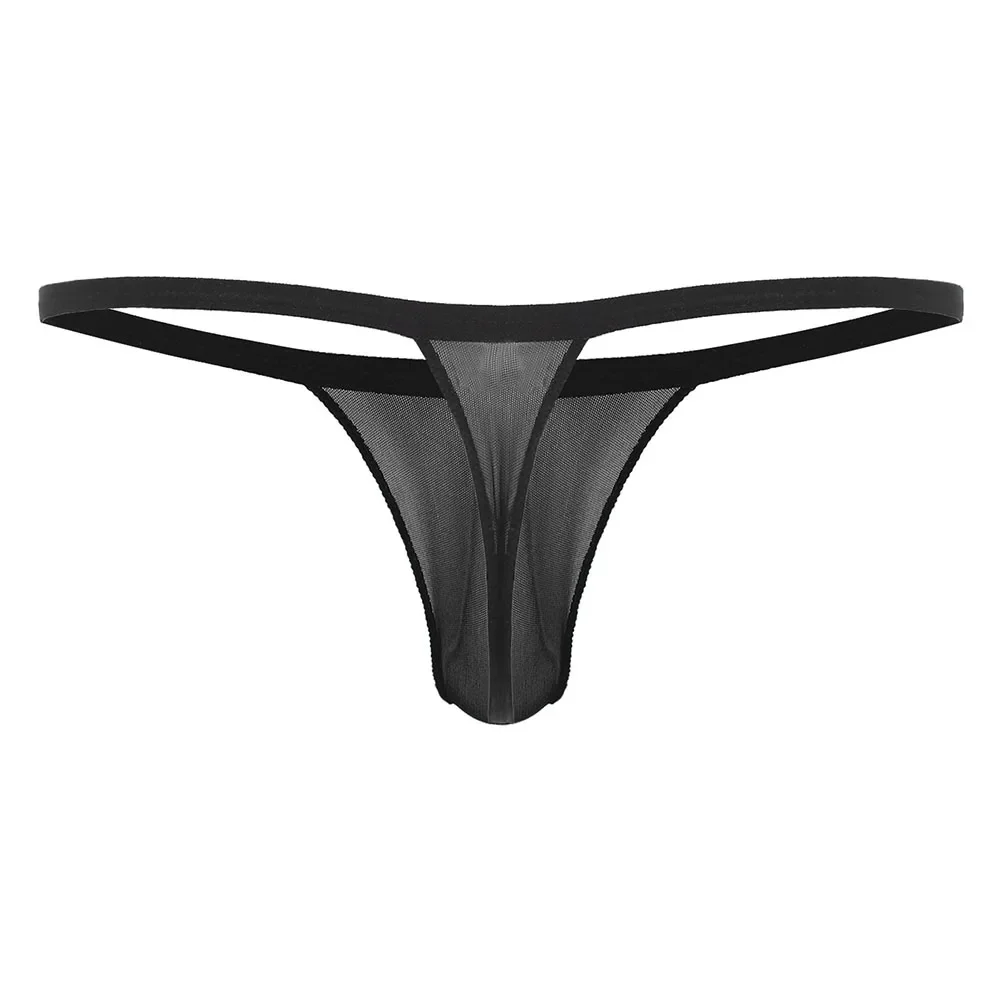 Men Sexy Mesh Elastic Underwear Thong Transparent Underpants Briefs Panties Erotic Breathable Seamless Lightweight Male T-pants