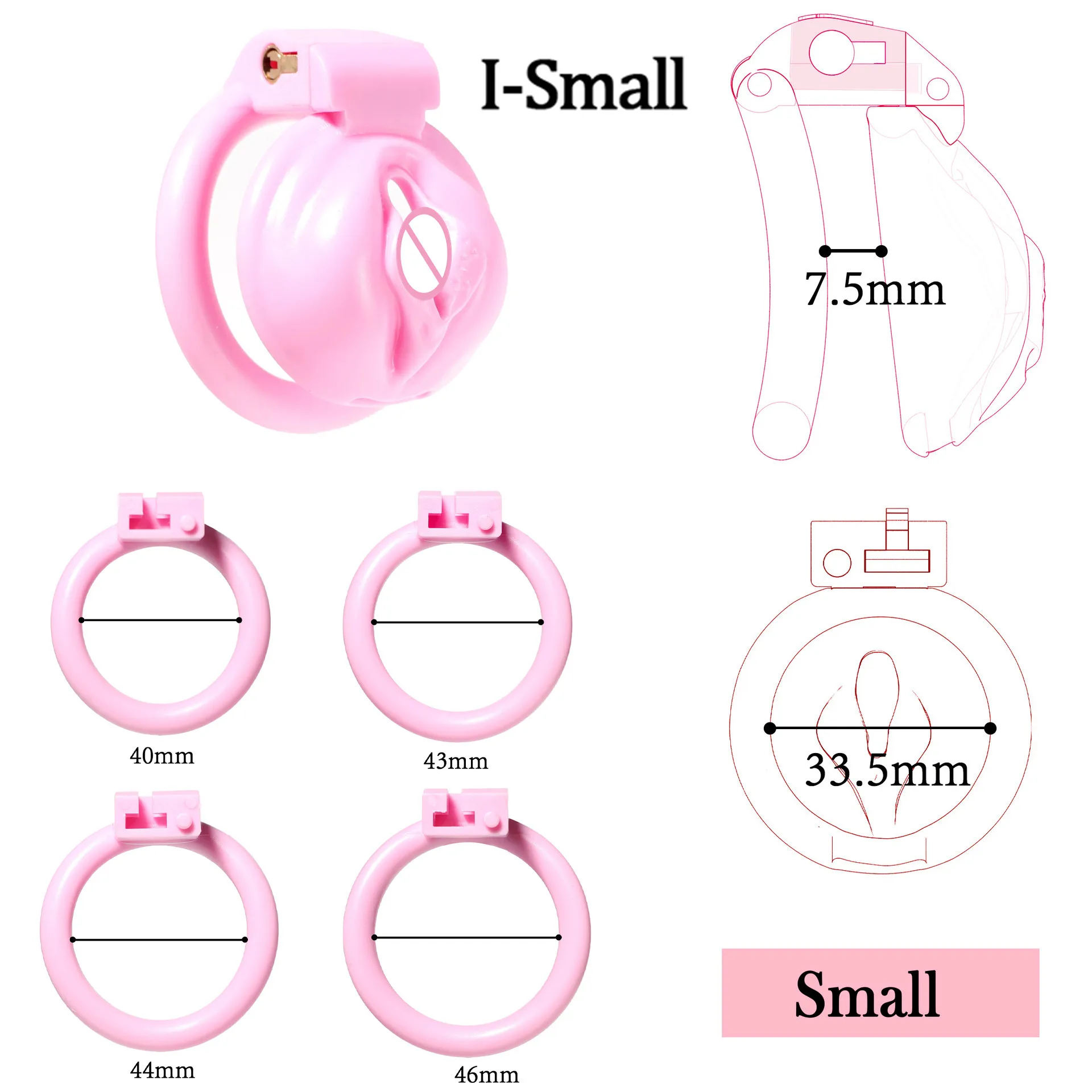 Pink Sissy Penis Lock For Male Small 정조대 Chastity Cage With 4 Sizes Arc Cock Ring 콕링 Lightweight Dick Exercise sextoy For Men