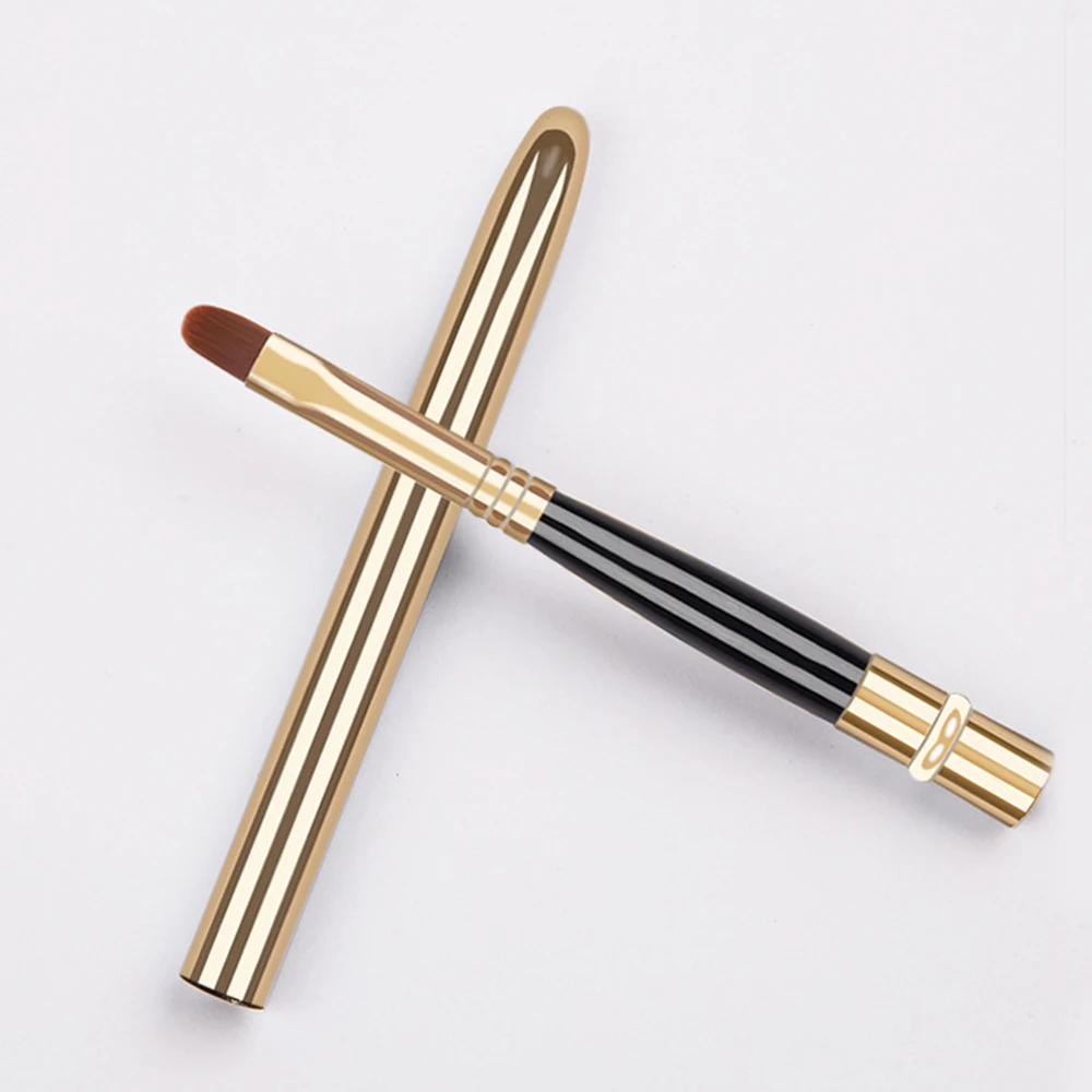 Tragbare Gold Silber Lip Gloss Make-Up Pinsel Stift Metall Griff Kosmetische Lipgloss Lippenstift Pinsel Mit Schutzkappe