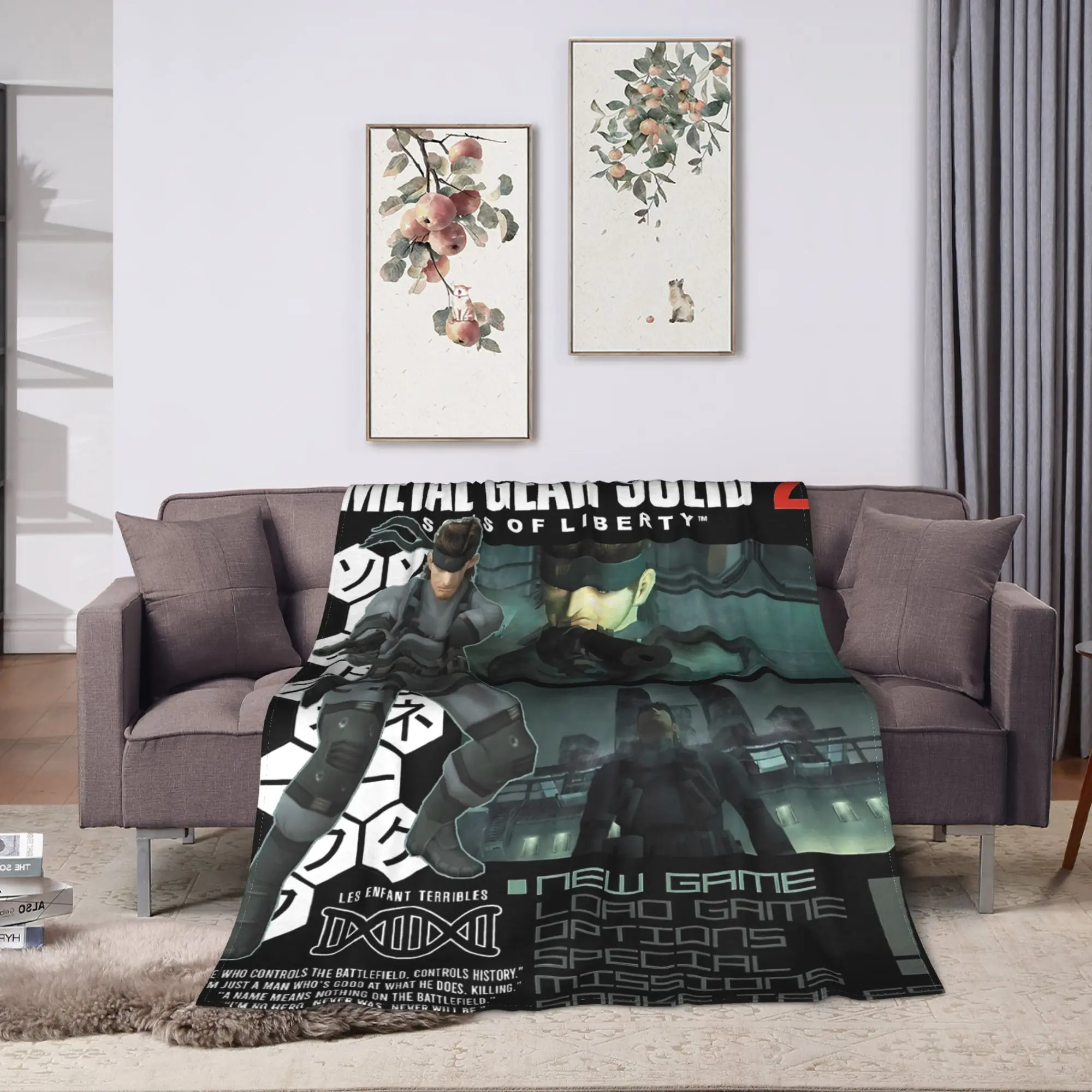 Metal Gear Solid Game  Blankets  Airplane Travel Flannel Throw Blanket For Home Decor Soft Custom DIY Quality Bedspread Gift