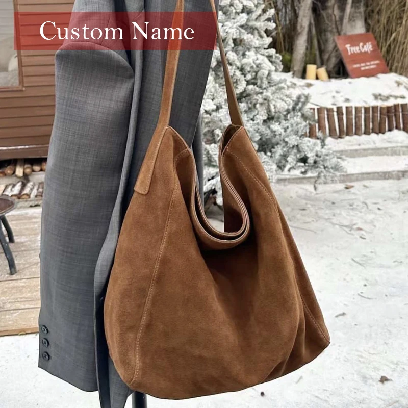 Custom Initials Genuine Leather Vintage Tote Bags For Women Luxury Designer Handbag Purses 2024 New In Cowhide Underarm Shoulder