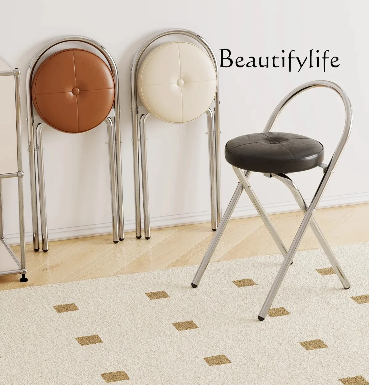 X Soft Bag Dining Chair Folding Rattan Antique Small Apartment Household High-end Dining Table Chair