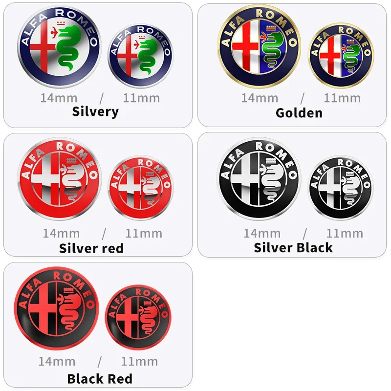 5/10Pcs 14mm For Alfa Romeo Giulia Stelvio MiTo Giulietta Tonale ALFA Car Logo Remote Key Emblem Sticker Decoration Accessories