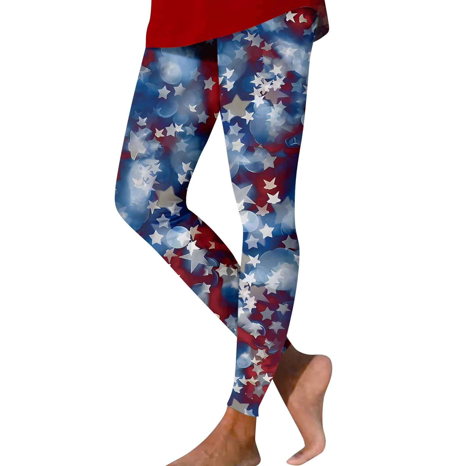 Hoog getailleerde yogabroek voor dames Modetrend Onafhankelijkheidsdag Thema Print Legging Rekbare Slim Fit Workout-legging