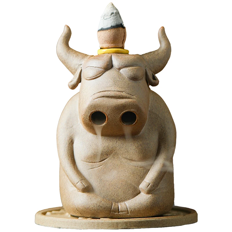 Bull Qi Soars to the Sky, Ox Turns to Heaven and Earth, Incense Stove Flows Back, Fragrant Sandalwood Tea Pet Decoration, Zen Me