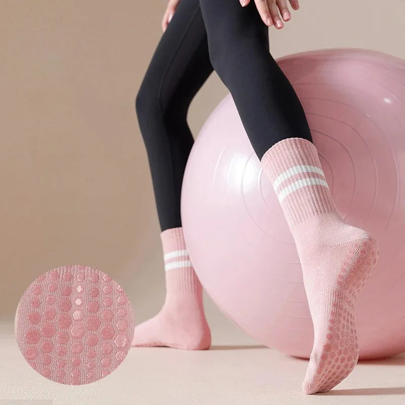 Calcetines de algodón para yoga, calcetines antideslizantes para Pilates, calcetines de silicona para ejercicio, calcetines de fitness para interiores, accesorios deportivos para mujer