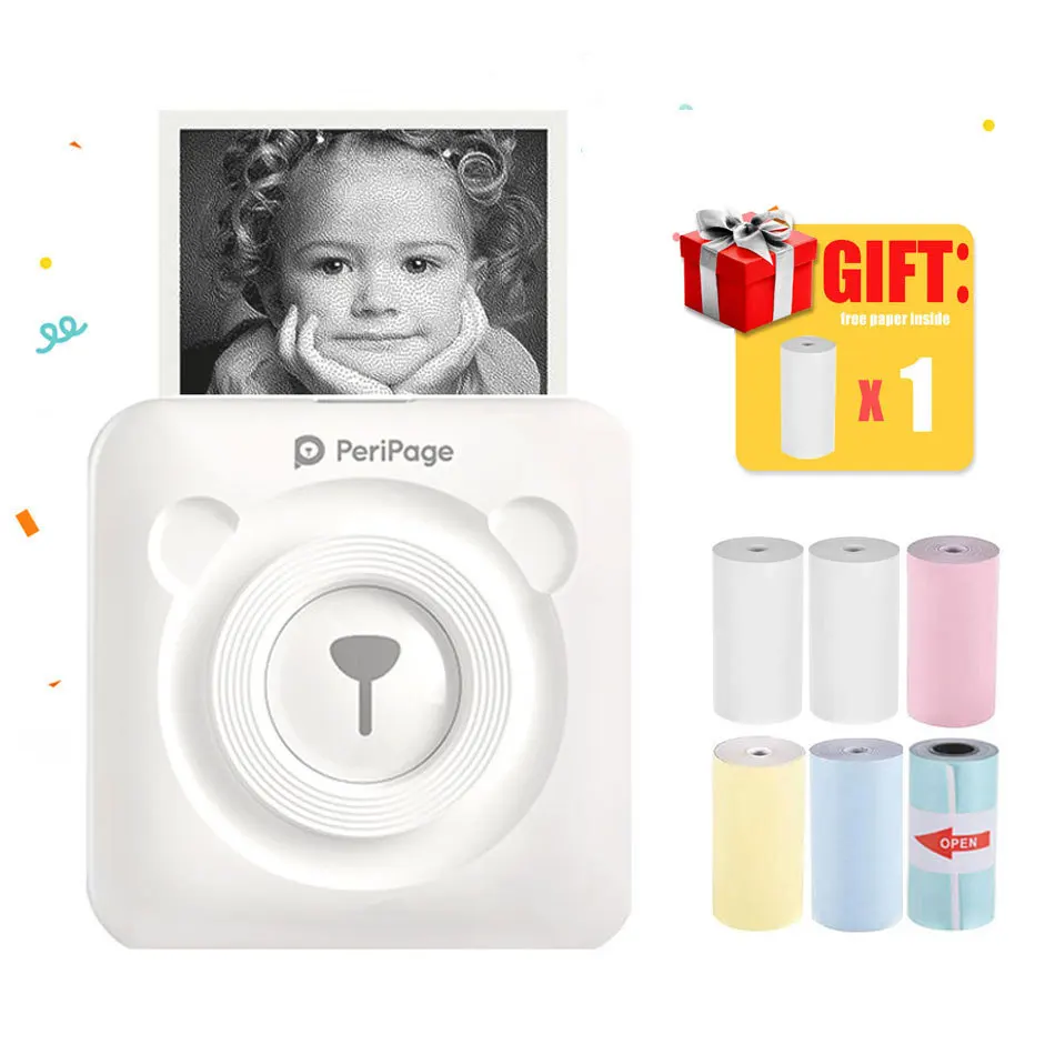 A6 아이리 베어 SD 잘못된 질문 완료 학생용 포켓 휴대용 모바일 블루투스 프린터 휴대용 프린터