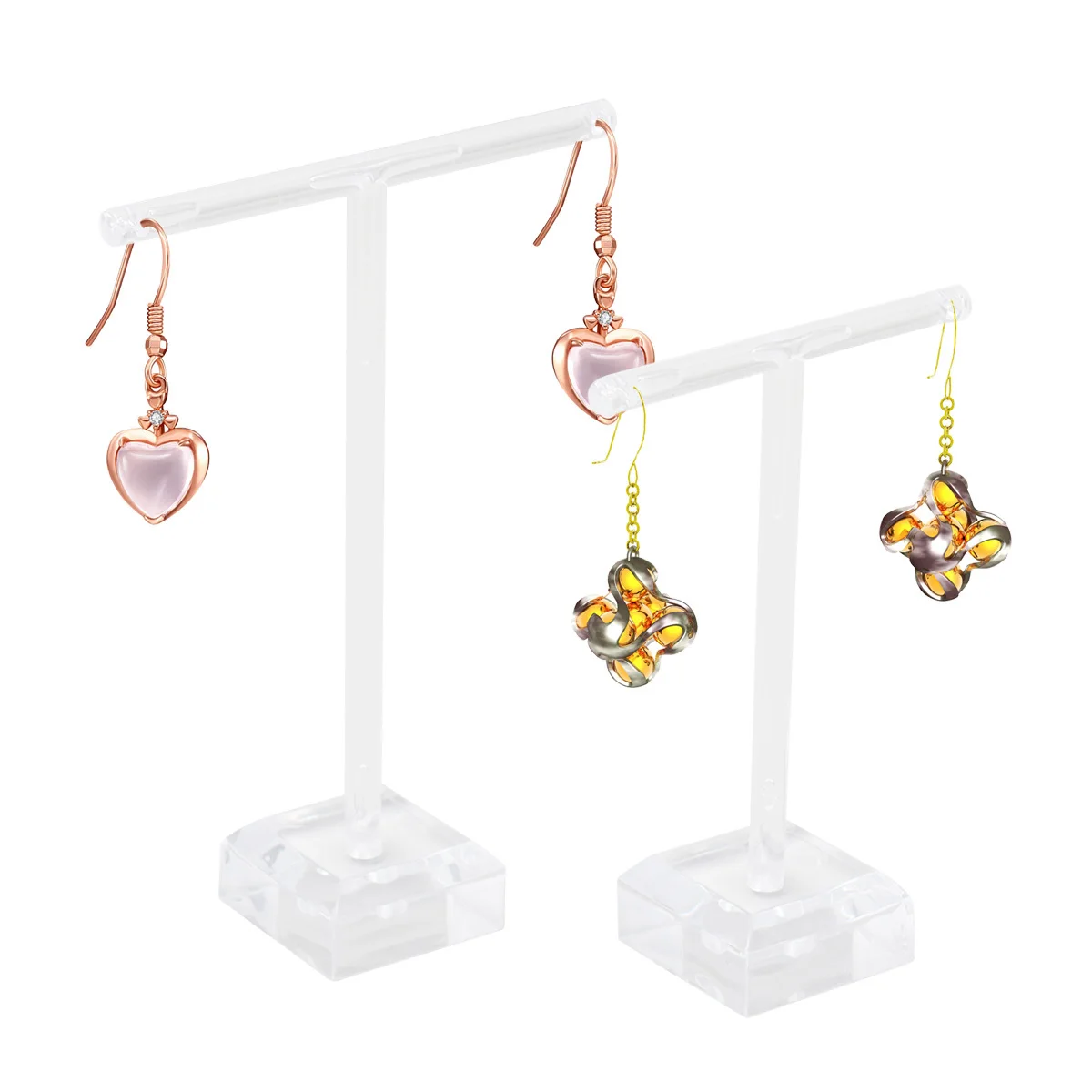 

2Pcs T-Shape Earrings Display Stand Acrylic Jewelry Organizer Holder for Earring Bracelet Keys T Shape Earring Display