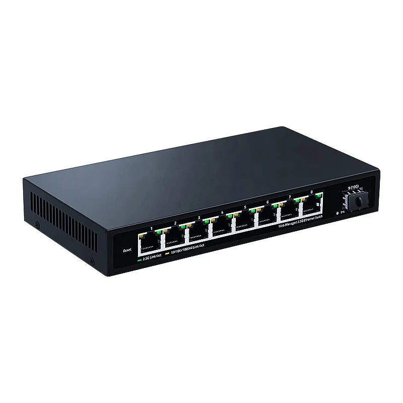 2.5GbE Managed Switch,8 Port 2.5G Network Switcher 10G SFP+ Slot Uplink Web Managed LACP/QOS/Web/VLAN/Port Aggregation